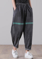 Women Black Patchwork Jeans Summer Cotton - bagstylebliss