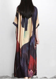 Women Black Print Silk Party Dress Batwing Sleeve - bagstylebliss