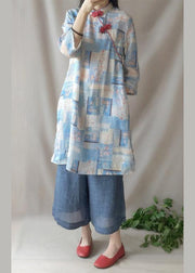 Women Blue Plum Tunics Stand Collar Pockets Maxi Dress - bagstylebliss