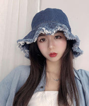 Women Blue Tassel Denim Holiday Bucket Hat