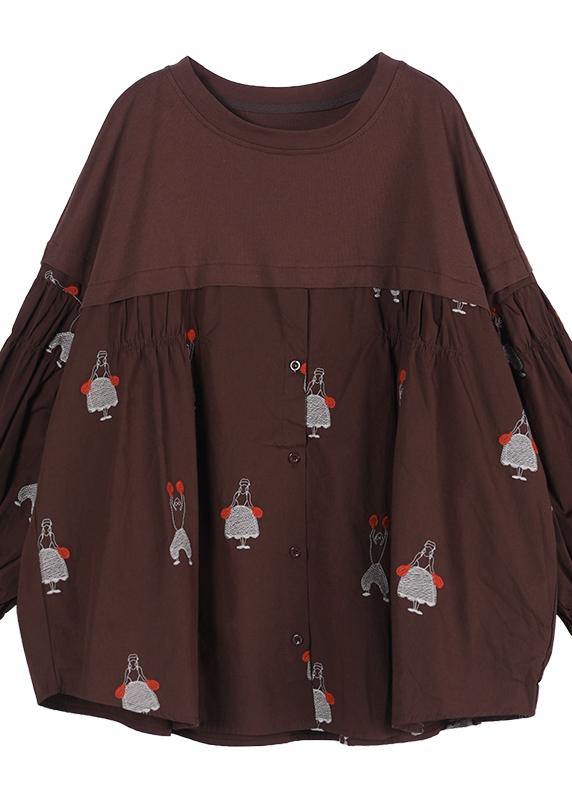 Women Button Autumn Style Tunics For Coffee Tops - bagstylebliss