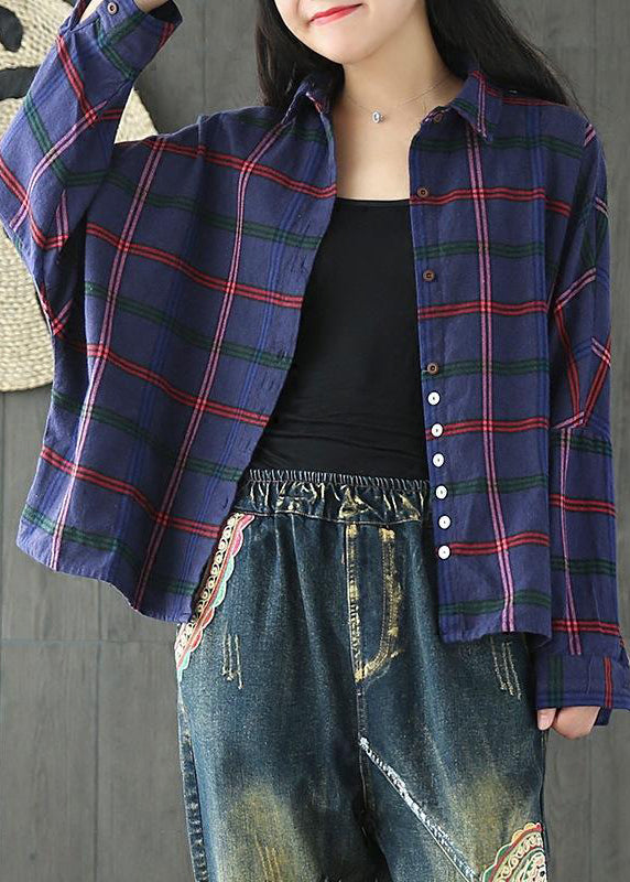 Women Casual Plaid Loose Cotton Spring Shirt