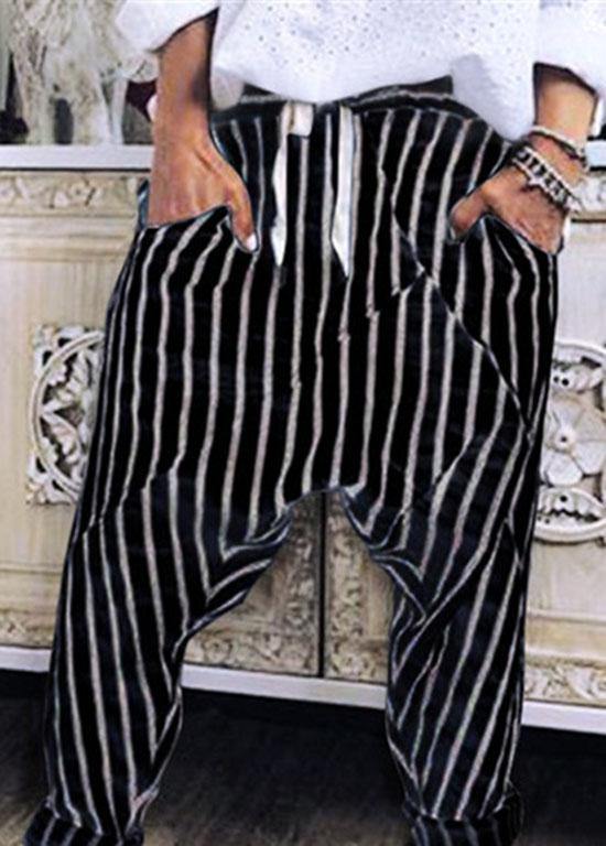 Women Casual Striped Elastic Waist Trouser Pants - bagstylebliss