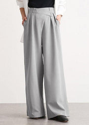 Women Casual Work Cross Button Design Wide Leg Pants - bagstylebliss