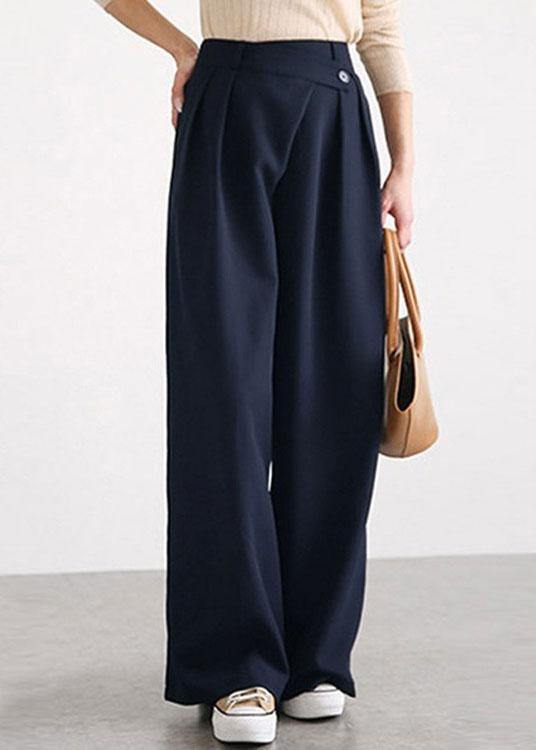 Women Casual Work Cross Button Design Wide Leg Pants - bagstylebliss