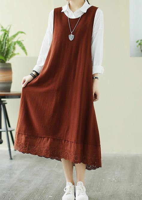 Women Chocolate Dresses O Neck Sleeveless Dresses Spring Dresses - bagstylebliss