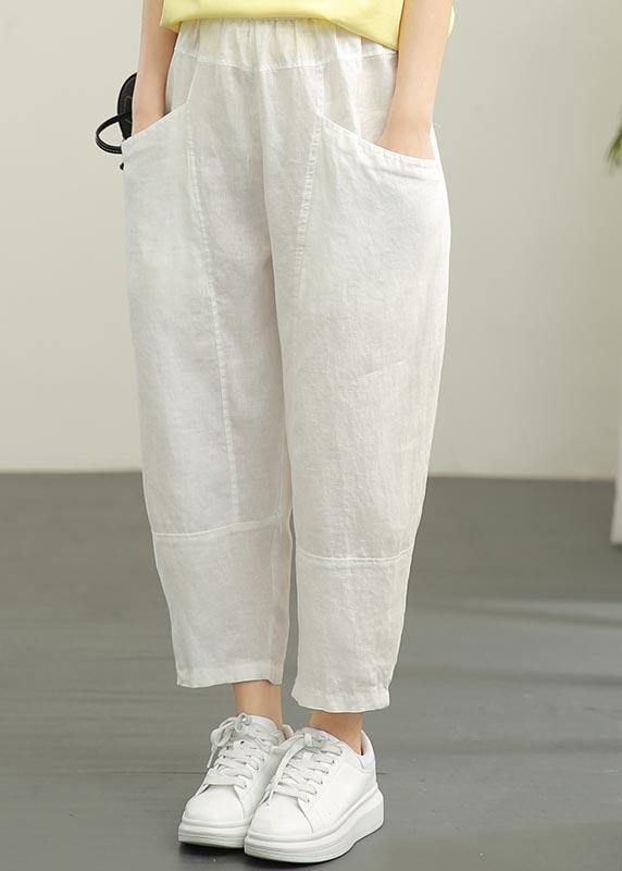 Women Chocolate Elastic Waist Linen Summer Pants - bagstylebliss