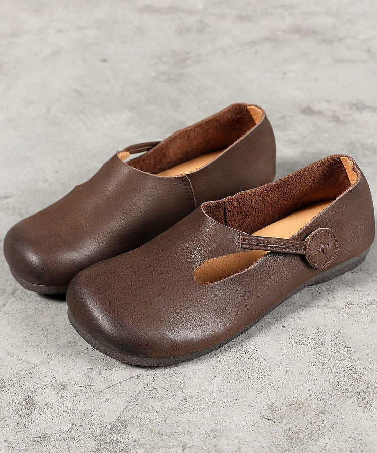 Women Chocolate Flat Shoes For Women Cowhide Leather - bagstylebliss