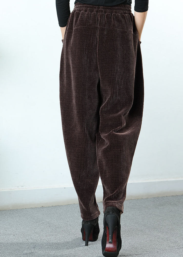 Women Chocolate Pockets Patchwork Straight Winter Pants