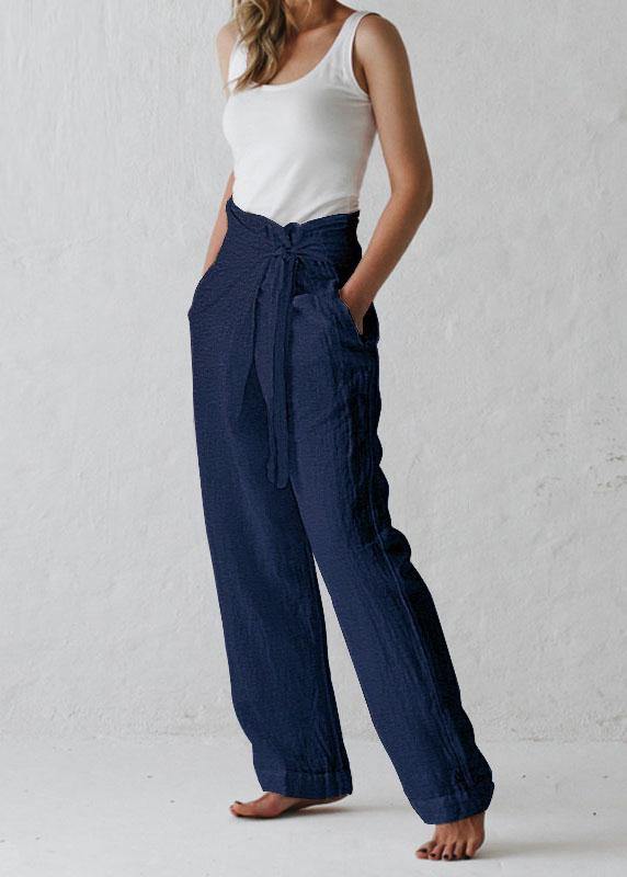 Women Cotton Belted High Waist Casual Wide Leg Harem Pants - bagstylebliss