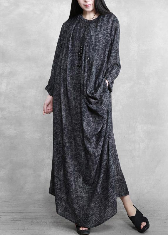 Women Dark Gray Linen Maxi Dress Spring Outfits - bagstylebliss