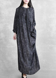 Women Dark Gray Linen Maxi Dress Spring Outfits - bagstylebliss