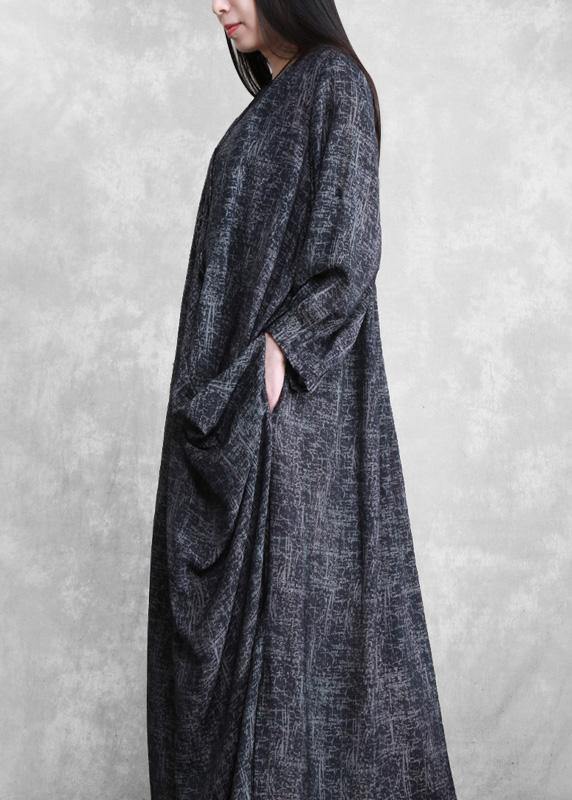 Women Dark Gray Linen Maxi Dress Spring Outfits - bagstylebliss