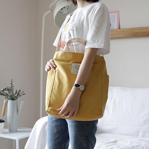 Women Design Casual Patchwork Large yellow Canvas Shoulder Bag - bagstylebliss