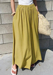 Women Elastic Waist Cotton Loose Wide Leg Pants with Pockets - bagstylebliss