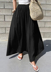 Women Elastic Waist Cotton Loose Wide Leg Pants with Pockets - bagstylebliss