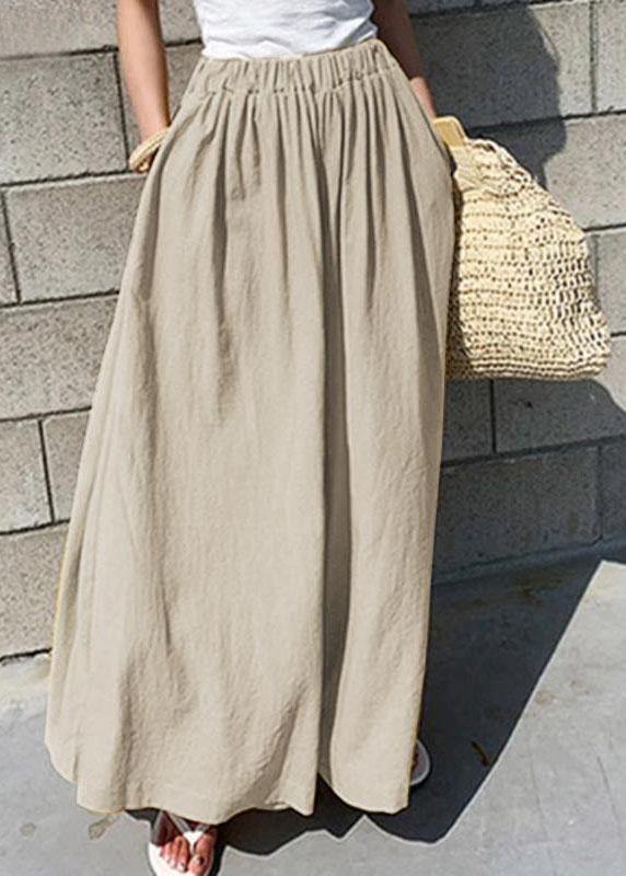 Women Elastic Waist Cotton Loose Wide Leg Pants with Pockets - bagstylebliss