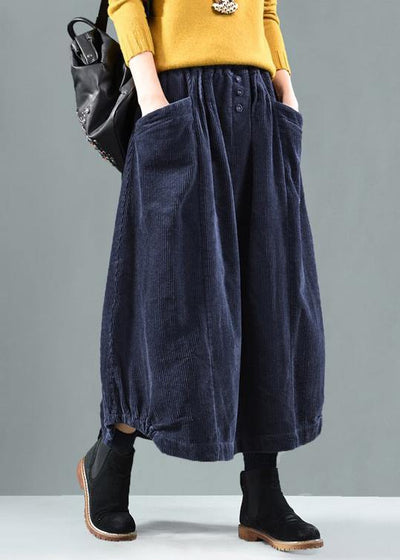 Women Elastic Waist Pockets Spring Wardrobes Tutorials Blue Skirt - bagstylebliss