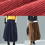 Women Elastic Waist Pockets Spring Wardrobes Tutorials Blue Skirt - bagstylebliss