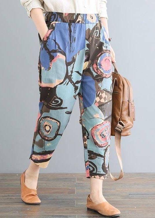 Women Elastic Waist Printed Harem Pants Casual Loose Trousers - bagstylebliss