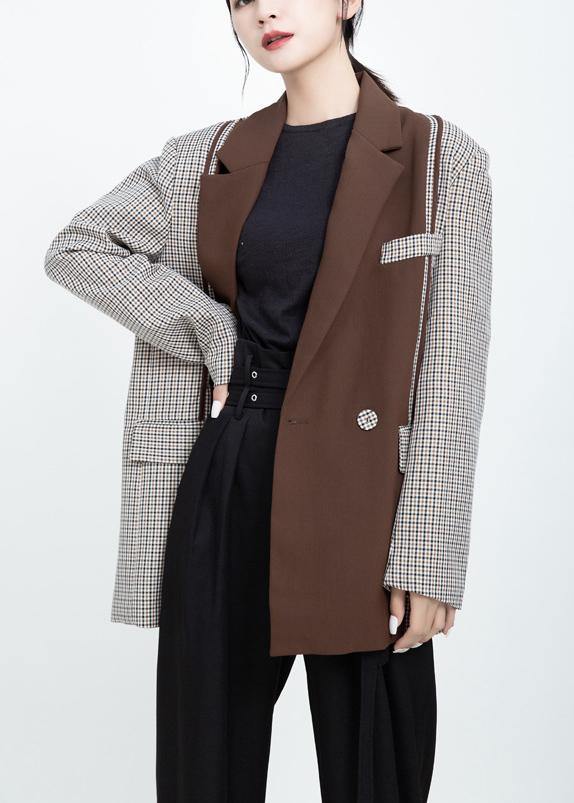 Women Fashion patchwork coats khaki Art outwear - bagstylebliss