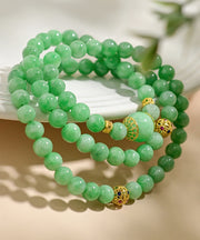 Women Green 18K Gold Jade Beading Collar Necklace