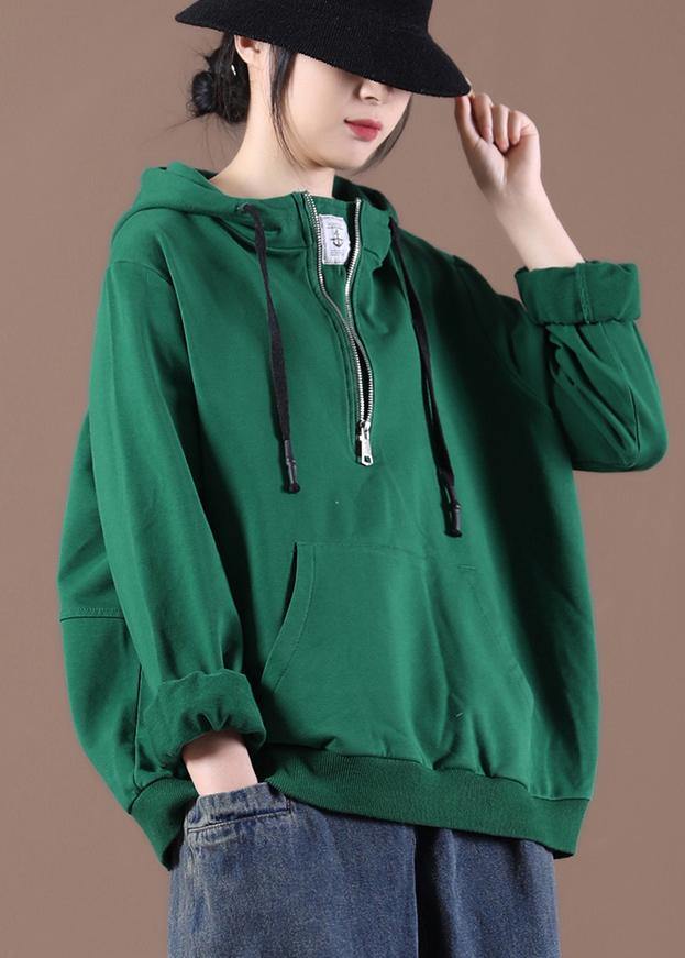 Women Green Art Drawstring Autumn Tops - bagstylebliss