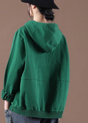 Women Green Art Drawstring Autumn Tops - bagstylebliss