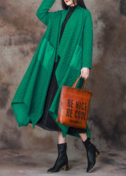 Women Green Asymmetrical Patchwork Cotton Cardigan Spring