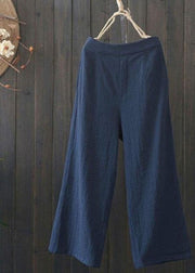 Women High Elastic Waist Loose Cotton Wide Leg Pants with Pockets - bagstylebliss
