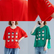 Women Hole cotton tunics for women Christmas Gifts red blouse summer - bagstylebliss