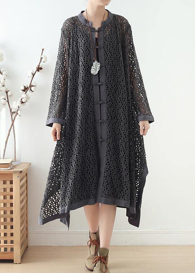 Women Hollow Out Top Quality Spring Black Loose Coat - bagstylebliss