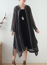 Women Hollow Out Top Quality Spring Black Loose Coat - bagstylebliss