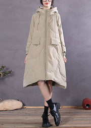 Women Khaki Hooded drawstring Duck Down Winter down coat