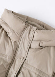 Frauen Khaki Reißverschluss Kordelzug Entendaunen Pufferjacke Winter