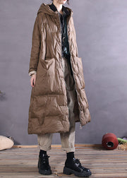 Women Khaki Zip Up fashion Duck Down coat Winter