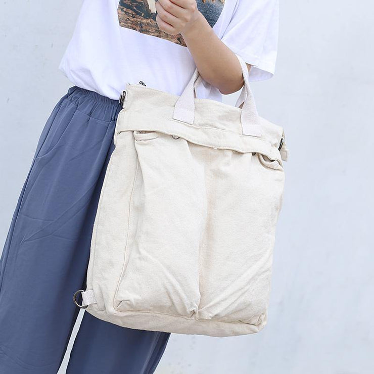 Women Korea beige Canvas Square Backpack - bagstylebliss