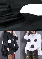 Women Asymmetric Clothes Christmas Gifts Black Dotted Blouse - bagstylebliss