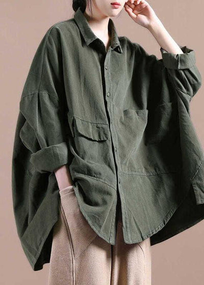 Women Batwing Sleeve Green Coat Fashion Spring Outfit - bagstylebliss