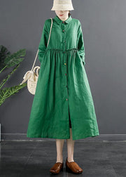 Women Lapel Ruffles Outfit Photography Green Maxi Dress - bagstylebliss