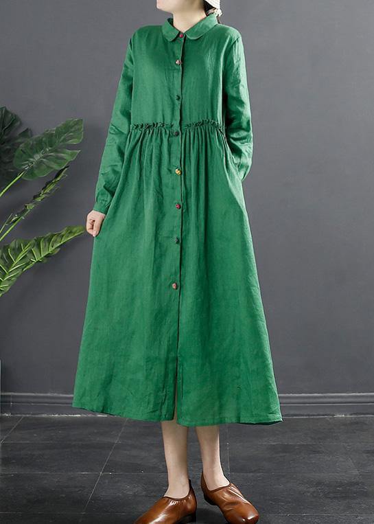 Women Lapel Ruffles Outfit Photography Green Maxi Dress - bagstylebliss