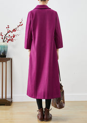 Women Lavender Oversized Woolen Coats Fall