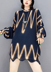 2021 Navy My Heart Beats Long Sweater Top Knit Dress - bagstylebliss