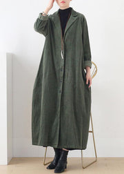 Women Notched patchwork  casual coats women green cotton outwears - bagstylebliss