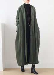 Women Notched patchwork  casual coats women green cotton outwears - bagstylebliss