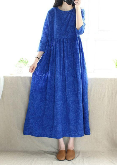 Women O Neck Cinched Tunics Photography Blue Kaftan Dresses - bagstylebliss