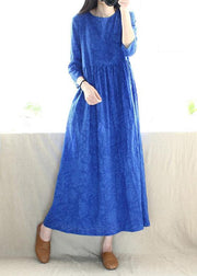 Women O Neck Cinched Tunics Photography Blue Kaftan Dresses - bagstylebliss