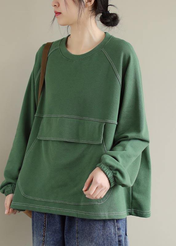 Women O Neck Patchwork Spring Clothes Inspiration Green Shirts - bagstylebliss