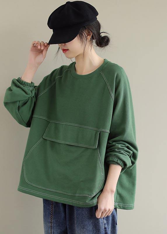 Women O Neck Patchwork Spring Clothes Inspiration Green Shirts - bagstylebliss