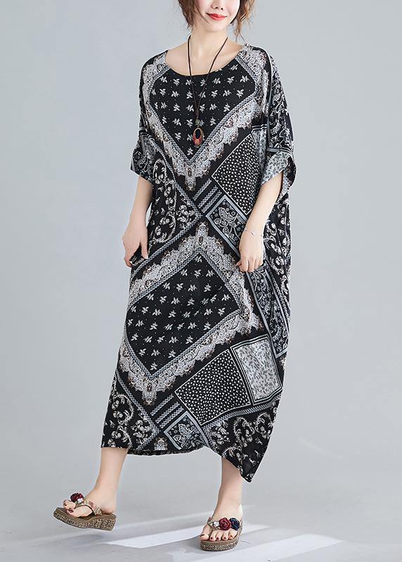 Women O Neck Summer Quilting Dresses Photography Black Print Traveling Dress - bagstylebliss